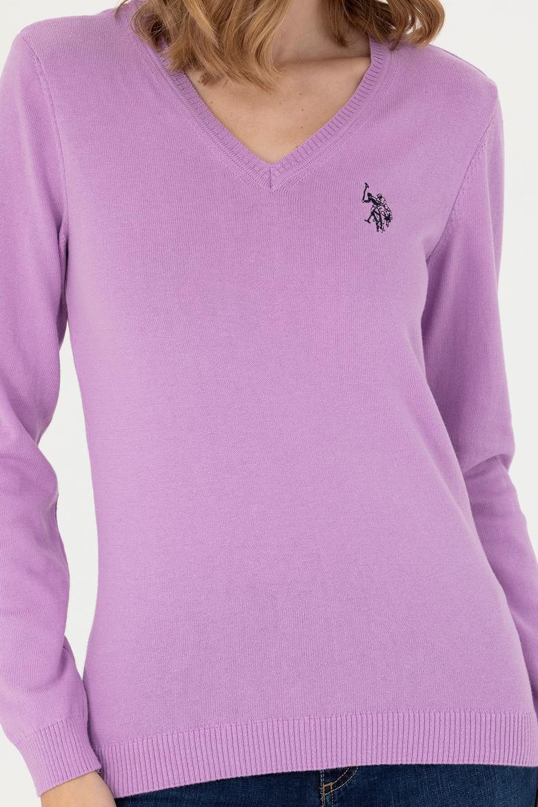 Kadın Manolya V Yaka Basic Kazak - 50276570043