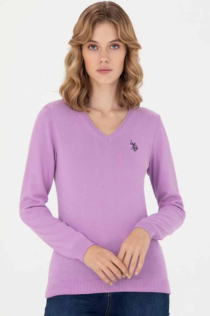 Kadın Manolya V Yaka Basic Kazak