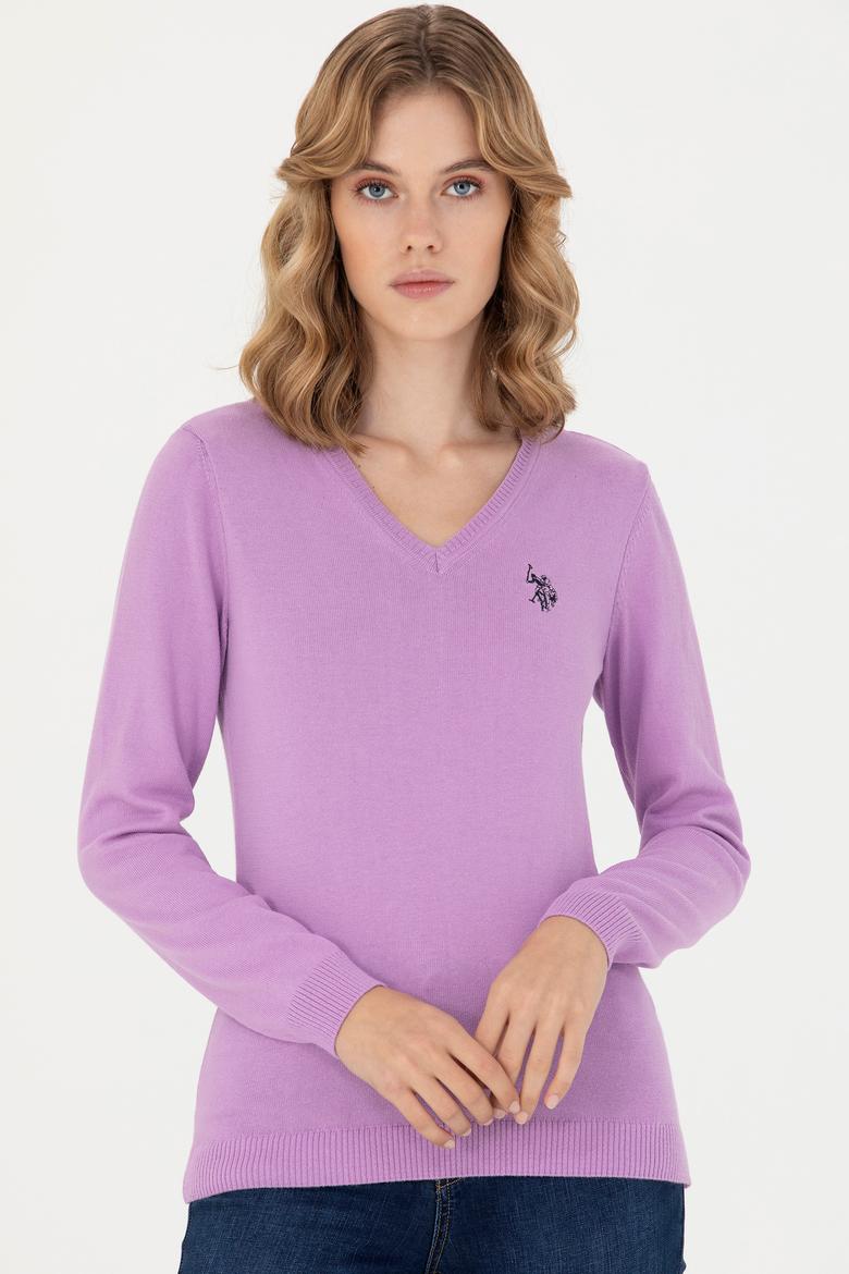 Kadın Manolya V Yaka Basic Kazak