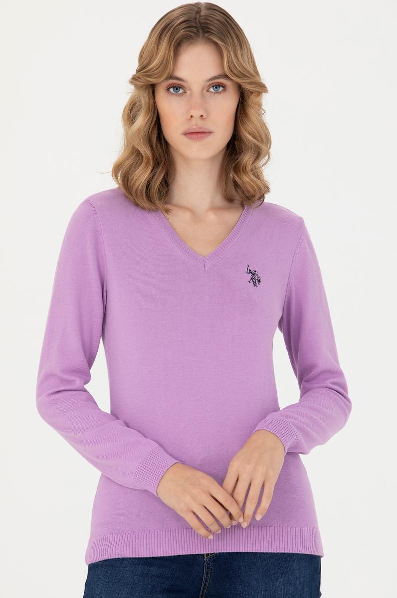 Kadın Manolya V Yaka Basic Kazak