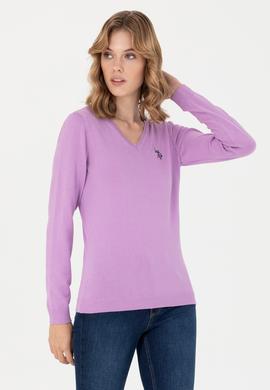 Kadın Manolya V Yaka Basic Kazak - 50276570043