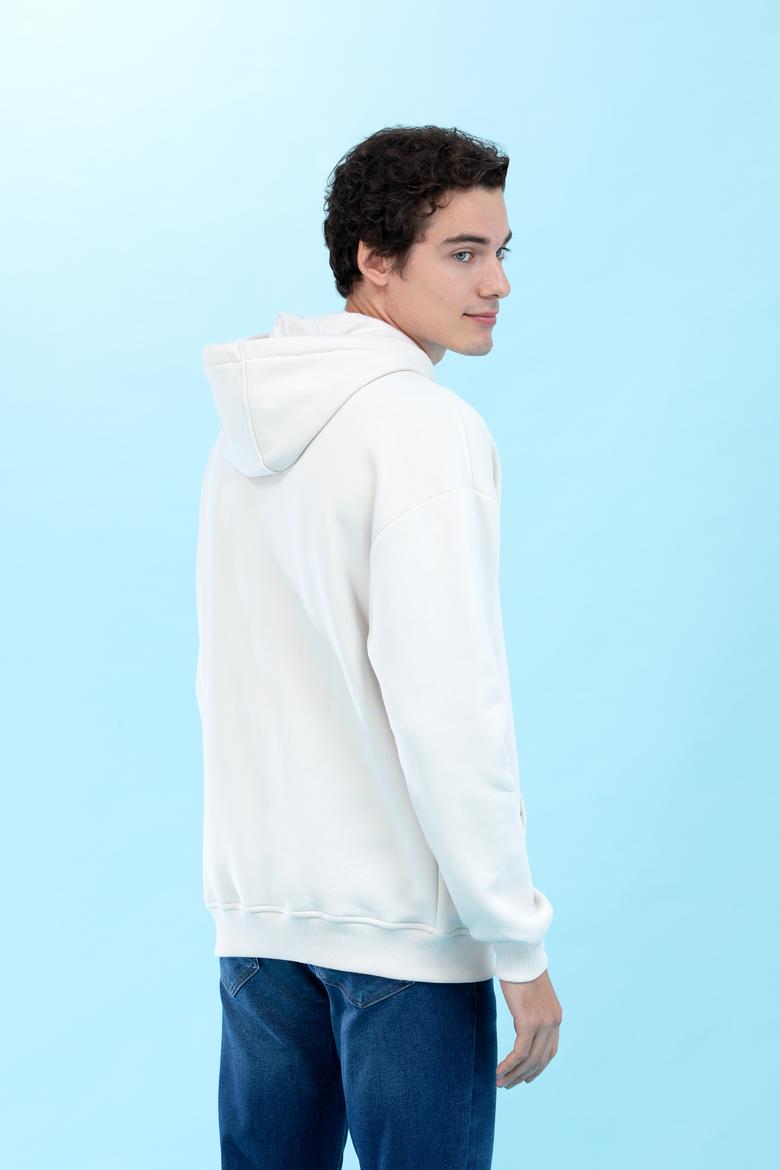 Taş Kapüşonlu Oversize Basic Sweatshirt - 50276088006