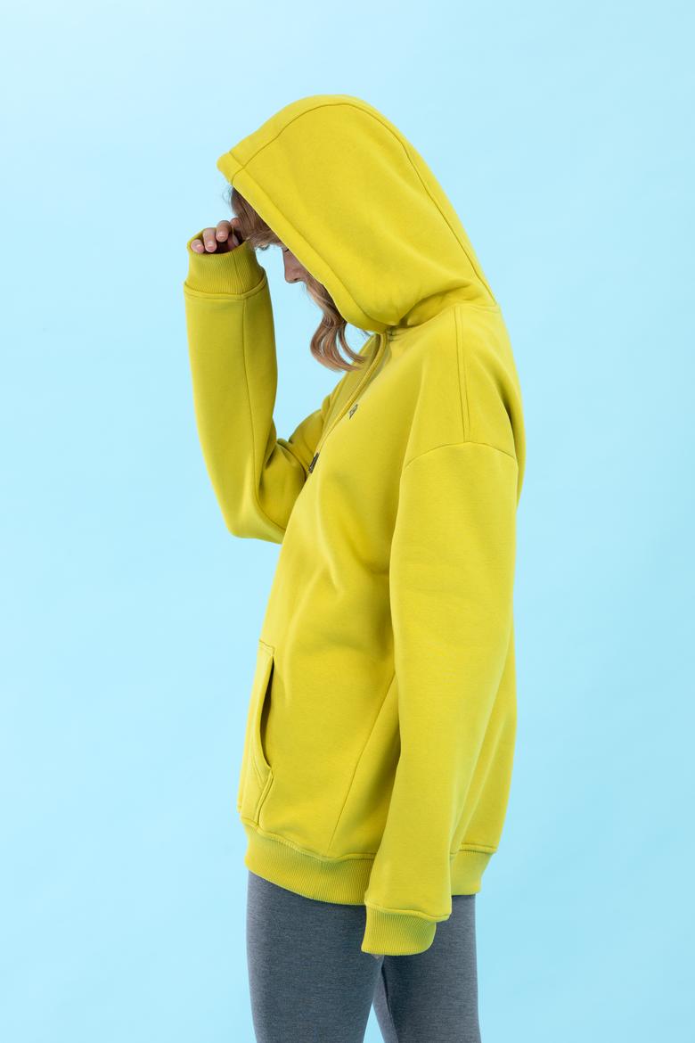 Fıstık Kapüşonlu Oversize Basic Sweatshirt - 50276088011