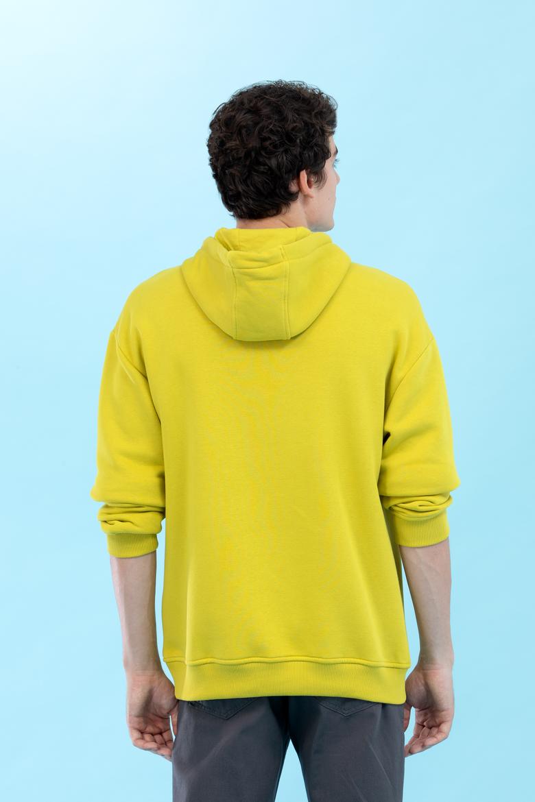 Fıstık Kapüşonlu Oversize Basic Sweatshirt - 50276088011