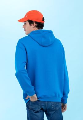 Kobalt Kapüşonlu Oversize Basic Sweatshirt - 50276088029