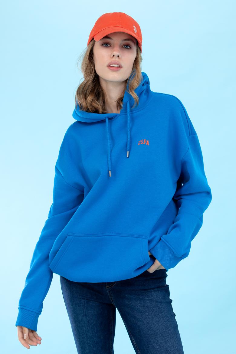 Kobalt Kapüşonlu Oversize Basic Sweatshirt - 50276088029