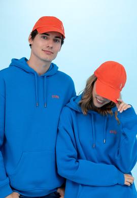 Kobalt Kapüşonlu Oversize Basic Sweatshirt - 50276088029