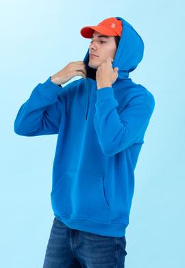 Kobalt Kapüşonlu Oversize Basic Sweatshirt - 50276088029