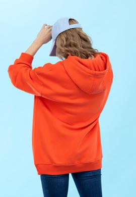 Turuncu Kapüşonlu Oversize Basic Sweatshirt - 50276088036