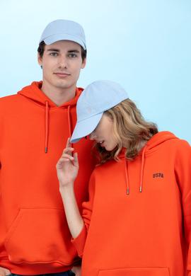 Turuncu Kapüşonlu Oversize Basic Sweatshirt - 50276088036