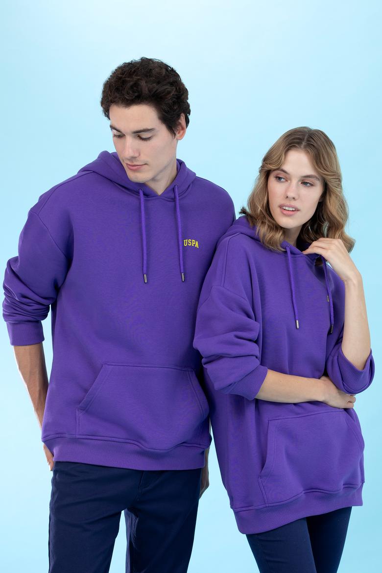 Mor Kapüşonlu Oversize Basic Sweatshirt - 50276088041