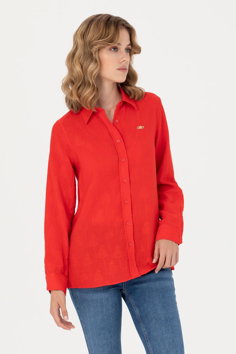 Kadın Kırmızı Uzun Kollu Gömlek - 50271635004