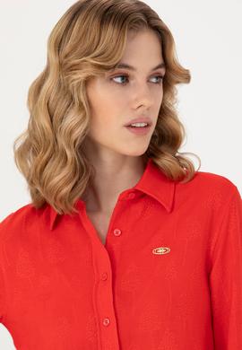 Kadın Kırmızı Uzun Kollu Gömlek - 50271635004