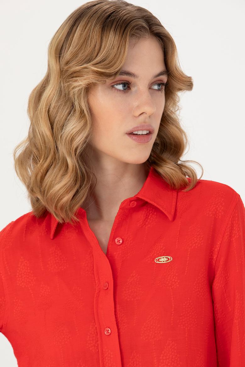Kadın Kırmızı Uzun Kollu Gömlek - 50271635004