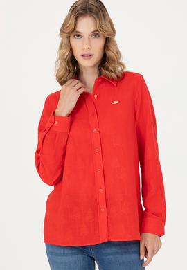 Kadın Kırmızı Uzun Kollu Gömlek - 50271635004