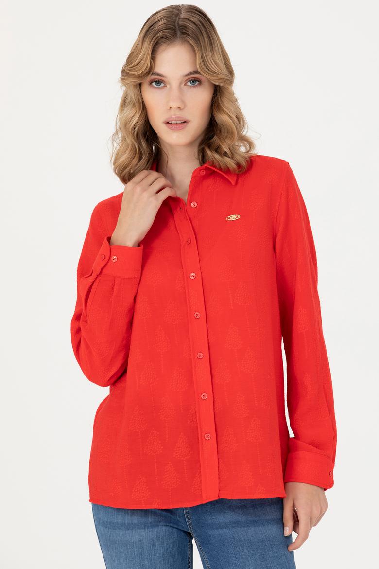 Kadın Kırmızı Uzun Kollu Gömlek
