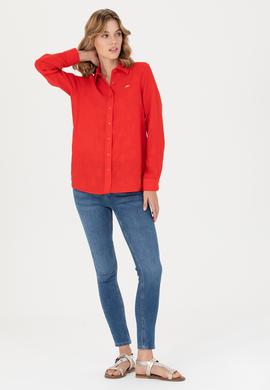 Kadın Kırmızı Uzun Kollu Gömlek - 50271635004