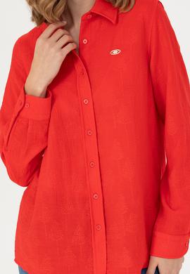 Kadın Kırmızı Uzun Kollu Gömlek - 50271635004