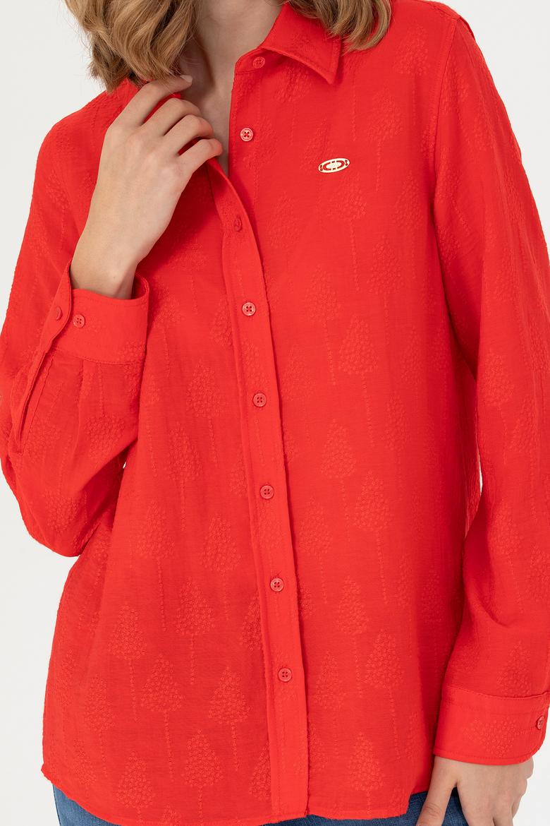 Kadın Kırmızı Uzun Kollu Gömlek - 50271635004