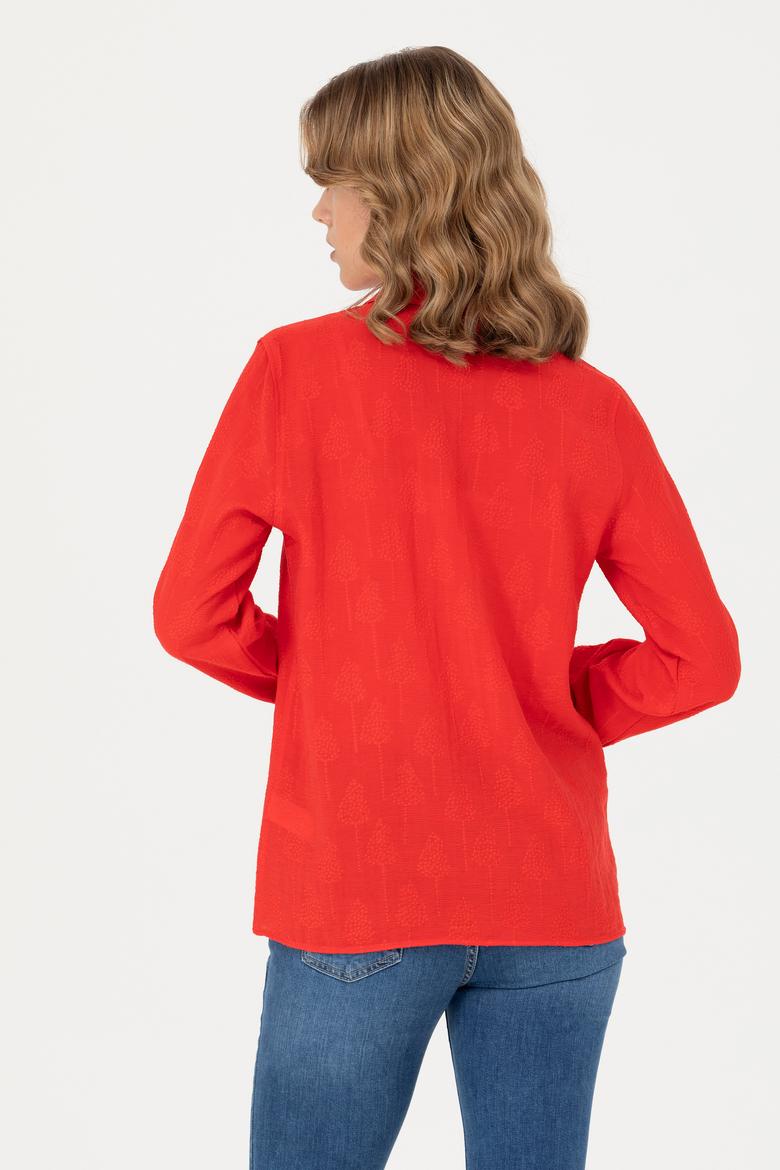 Kadın Kırmızı Uzun Kollu Gömlek - 50271635004
