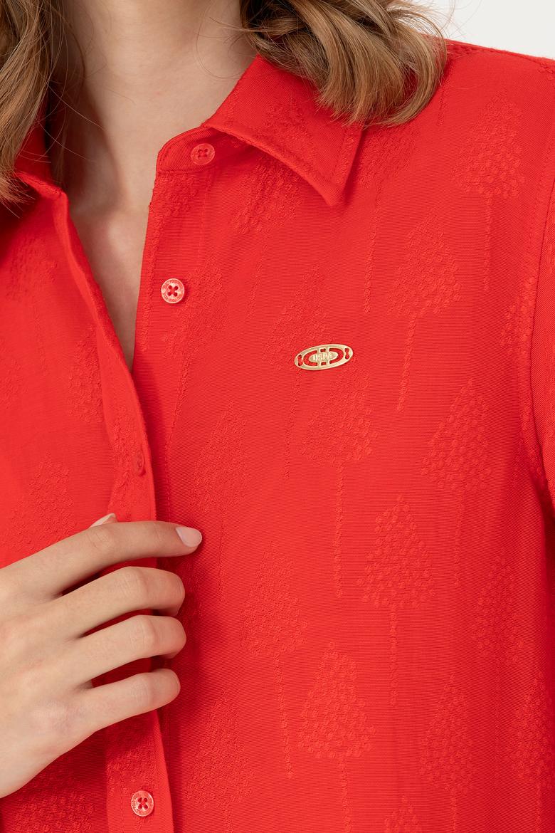 Kadın Kırmızı Uzun Kollu Gömlek - 50271635004