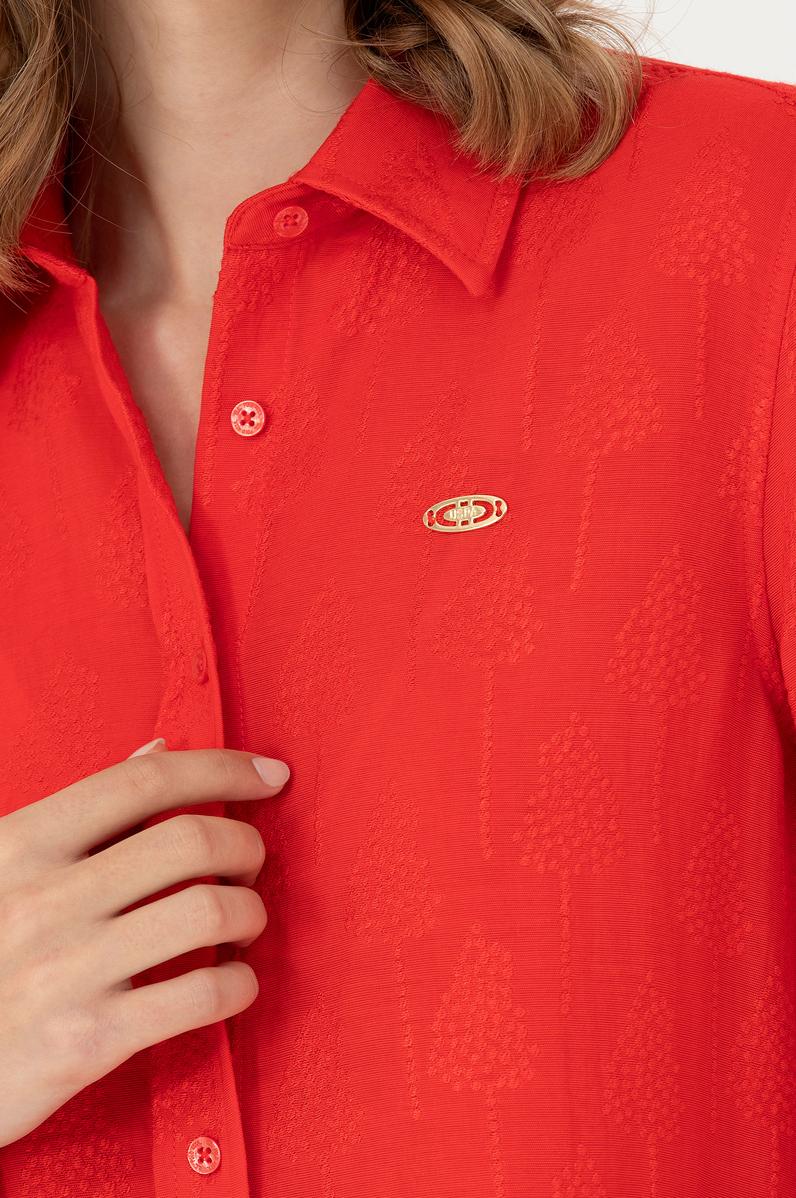 Kadın Kırmızı Uzun Kollu Gömlek