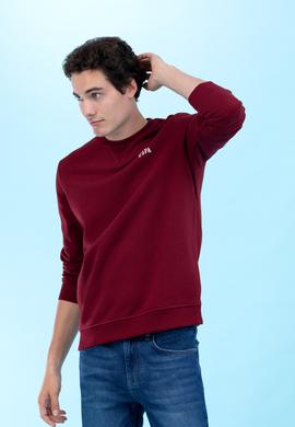 Bordo Bisiklet Yaka Basic Sweatshirt - 50276089001