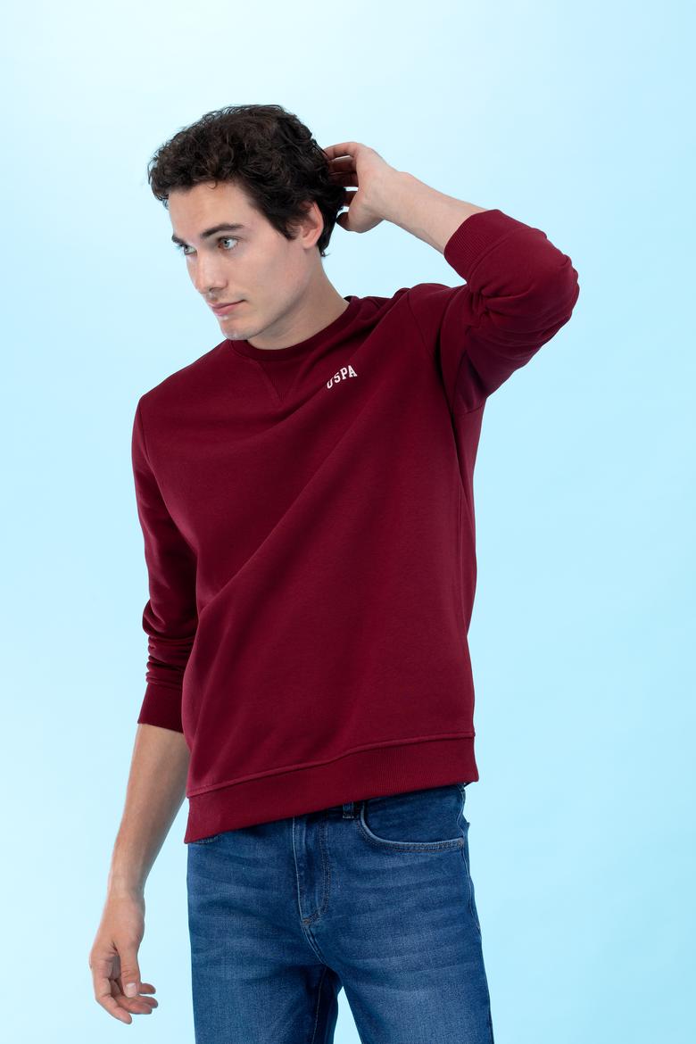 Bordo Bisiklet Yaka Basic Sweatshirt - 50276089001