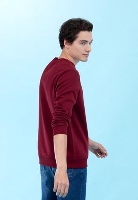 Bordo Bisiklet Yaka Basic Sweatshirt - 50276089001