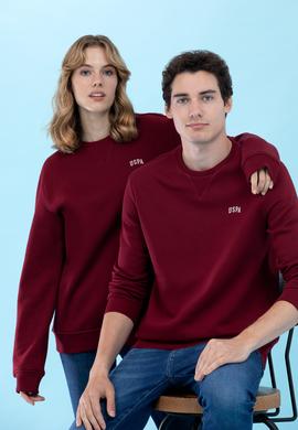 Bordo Bisiklet Yaka Basic Sweatshirt - 50276089001