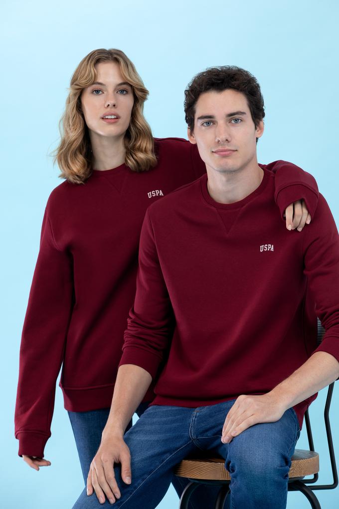 Bordo Bisiklet Yaka Basic Sweatshirt