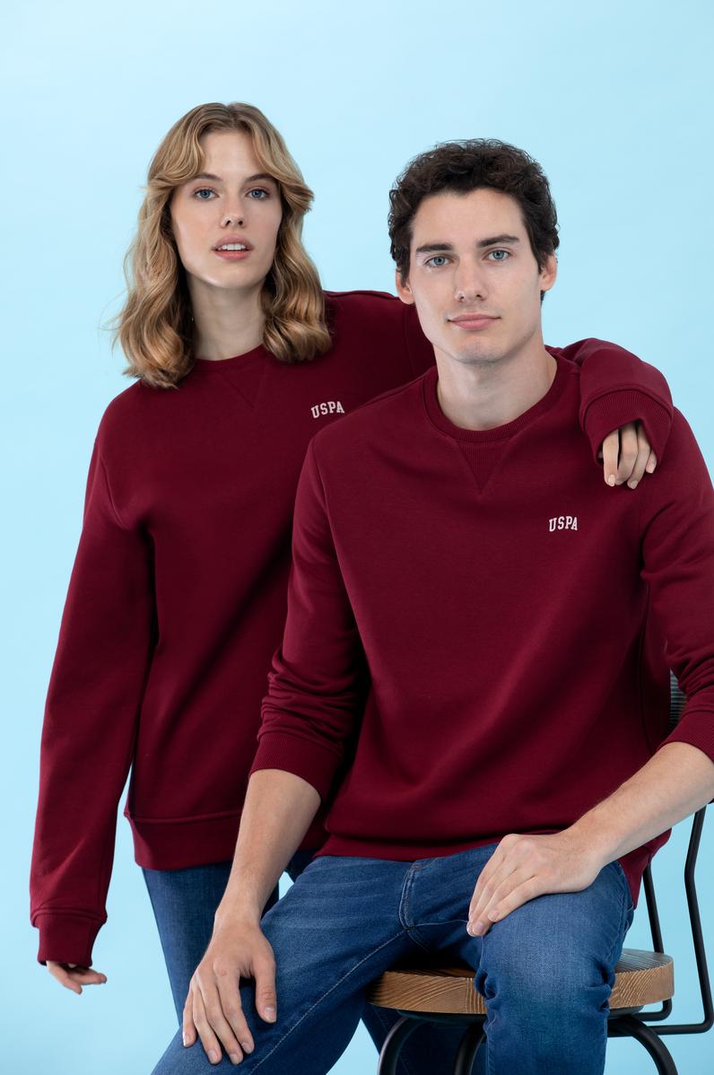 Bordo Bisiklet Yaka Basic Sweatshirt