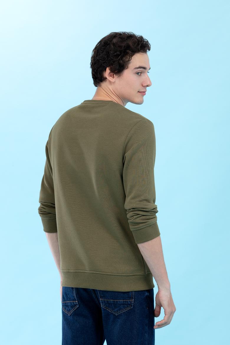 Haki Bisiklet Yaka Basic Sweatshirt - 50276089014
