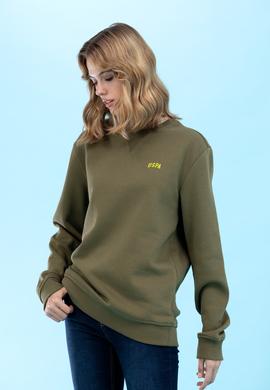 Haki Bisiklet Yaka Basic Sweatshirt - 50276089014