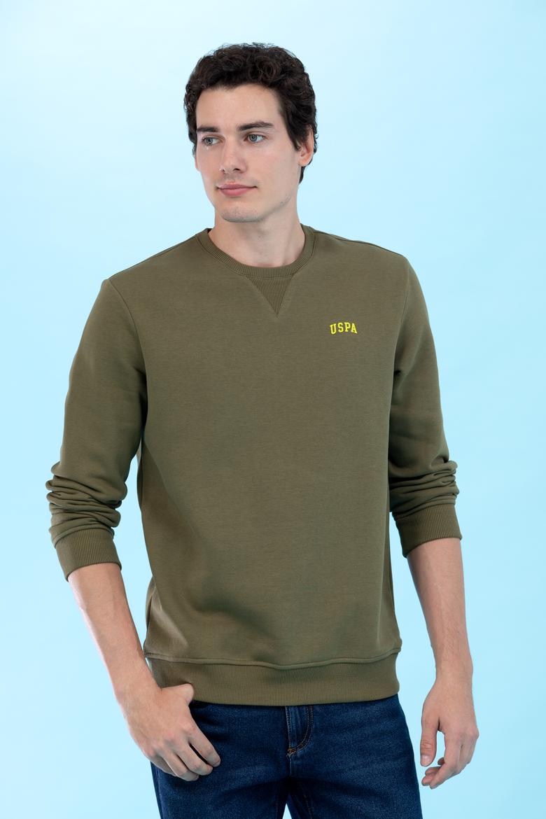 Haki Bisiklet Yaka Basic Sweatshirt - 50276089014