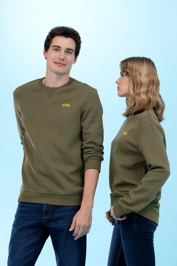 Haki Bisiklet Yaka Basic Sweatshirt