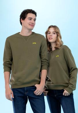 Haki Bisiklet Yaka Basic Sweatshirt - 50276089014