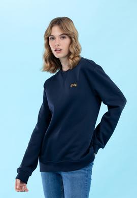 Lacivert Bisiklet Yaka Basic Sweatshirt - 50276089037
