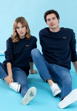 Lacivert Bisiklet Yaka Basic Sweatshirt - 50276089037