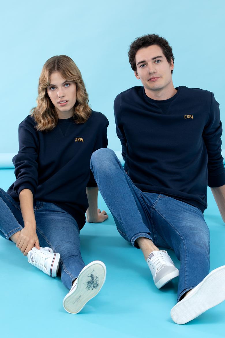 Lacivert Bisiklet Yaka Basic Sweatshirt - 50276089037