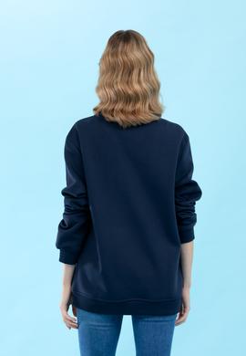 Lacivert Bisiklet Yaka Basic Sweatshirt - 50276089037