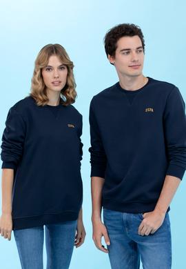 Lacivert Bisiklet Yaka Basic Sweatshirt - 50276089037