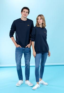 Lacivert Bisiklet Yaka Basic Sweatshirt - 50276089037