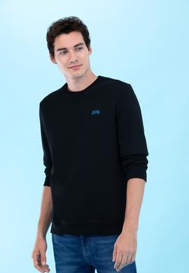 Siyah Bisiklet Yaka Basic Sweatshirt - 50276089058