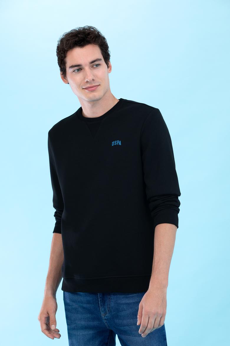 Siyah Bisiklet Yaka Basic Sweatshirt - 50276089058