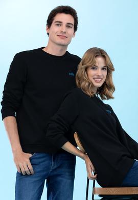 Siyah Bisiklet Yaka Basic Sweatshirt - 50276089058