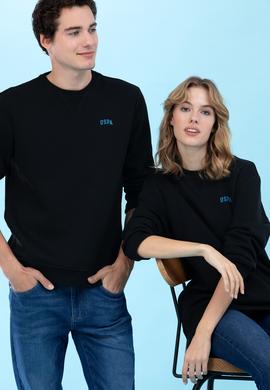 Siyah Bisiklet Yaka Basic Sweatshirt - 50276089058