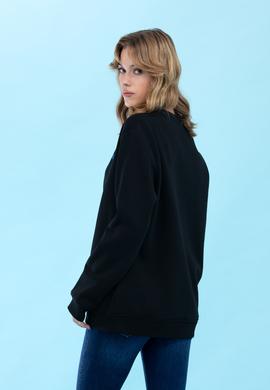 Siyah Bisiklet Yaka Basic Sweatshirt - 50276089058