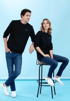 Siyah Bisiklet Yaka Basic Sweatshirt - 50276089058