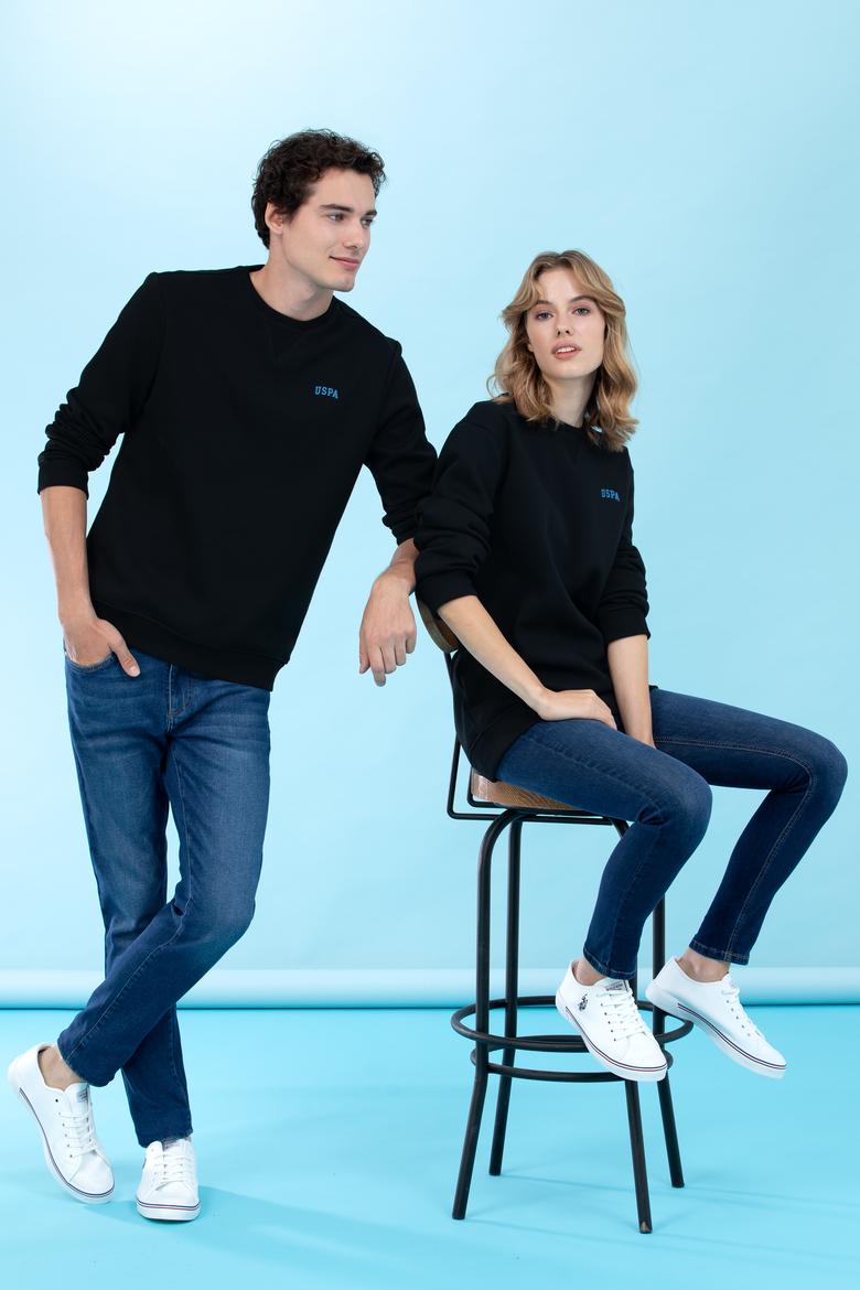 Siyah Bisiklet Yaka Basic Sweatshirt - 50276089058